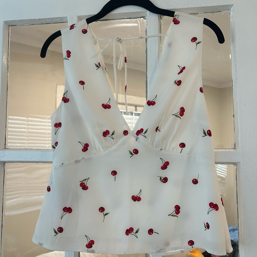 Abercrombie & Fitch White Cream Backless Tie Front Crop Tank Top